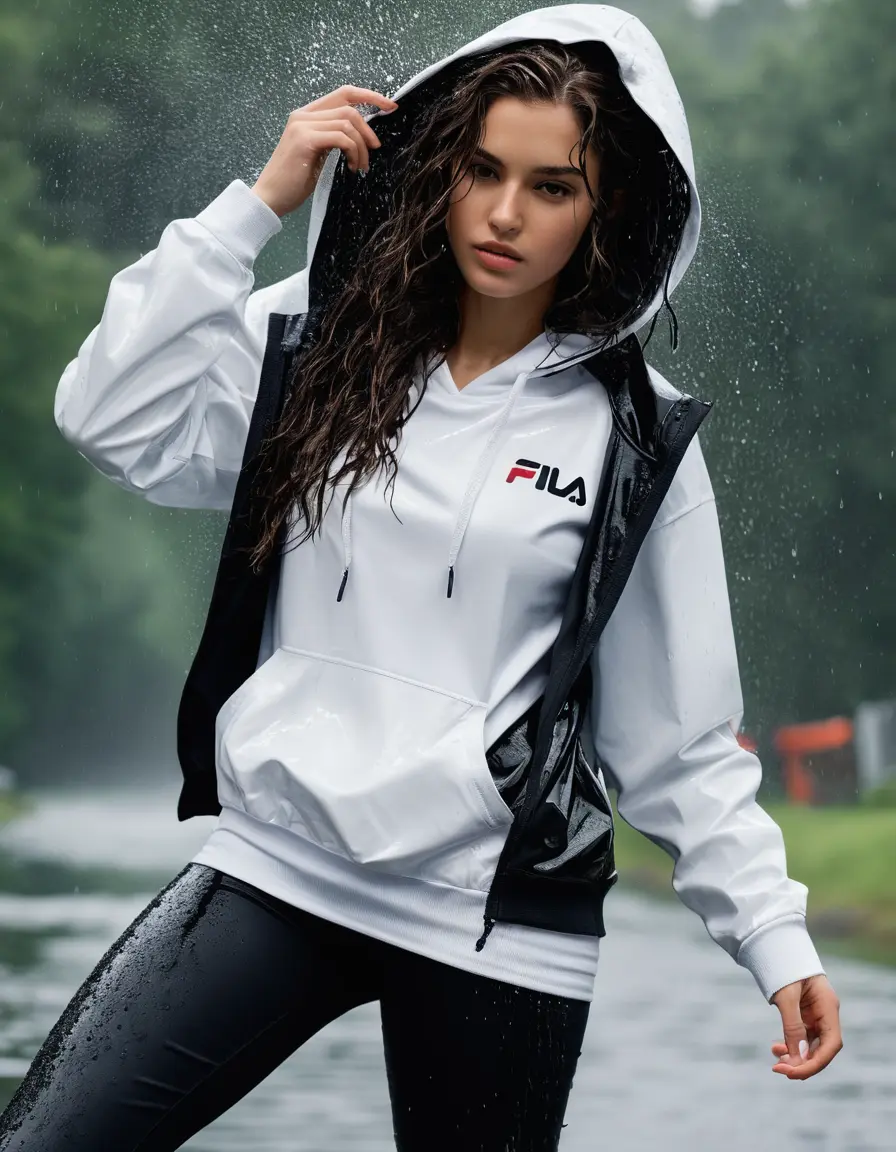 photo of young woman, in soaking wet, drenched clothes,
White nike tanjun sneakers, Skinny black jeans, Black Fila hoodie, Showet, 
enjoying, wet clothes stuck to body,
detailed textures of the wet clothes, wet face, wet plastered hair,
wet, drenched, professional, high-quality details, full body view.
sharp focus, ultra-high pixel detail, realistic, high-quality, full colors, incredibly detailed, 4k, 8k, 16k, hyper-realistic, RAW photo, masterpiece, ultra-detailed, professionally color graded, professional photograph