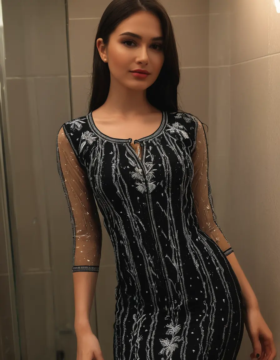 photo of young woman, in soaking wet, drenched clothes,
Very High heels, Legging  , Skin tight Cotton round neck open kurti with embroidery designs, half sleeve, transparent , ,Women in luxury bathroom with ambient and mood lights,super close up, 
enjoying, wet clothes stuck to body,
detailed textures of the wet clothes, wet face, wet plastered hair,
wet, drenched, professional, high-quality details, full body view.
sharp focus, ultra-high pixel detail, realistic, high-quality, full colors, incredibly detailed, 4k, 8k, 16k, hyper-realistic, RAW photo, masterpiece, ultra-detailed, professionally color graded, professional photograph,  Stylish Straight open hairstyle , fully dark  , black straight hair, campfire , huge thick ass, clevage , thin chain on neck, no hair part, wearing a simple wrist watch 
