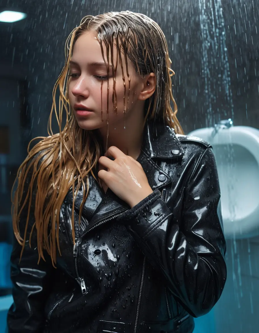 photo of young woman, in soaking wet, drenched clothes,
bare, super skin tight denim jeans, slim fit black biker leatherjacket, tight striped knit turtleneck sweater, handbag , fifteen years old horny blonde teenage girl with girlfriend hold her hand over her mouth and nose lies completely submerged in bathtube after party, completely wet from the rain, open mouth, big eyes, 
enjoying, wet clothes stuck to body,
detailed textures of the wet clothes, wet face, wet plastered hair,
wet, drenched, professional, high-quality details, full body view.
sharp focus, ultra-high pixel detail, realistic, high-quality, full colors, incredibly detailed, 4k, 8k, 16k, hyper-realistic, RAW photo, masterpiece, ultra-detailed, professionally color graded, professional photograph, fifteen years old, completely soaked, completely dripping wet, sleek long straight hair, worried and embarrassed facial expression, slight yawn, all girls wear different styles of clothes, carrying a dripping wet smal handbag, a lot of people stands in the background, close-up, view from above, highly realistic representation, ultra sharp focus, highly photorealistic detailed facial features and expressions, highly photorealistic hands, highly best quality, highly sharp photorealistic image, highly photorealistic details, highest photorealistic wet clothes, full UHD resolution, highest photorealistic sharpness of the image, 32 K