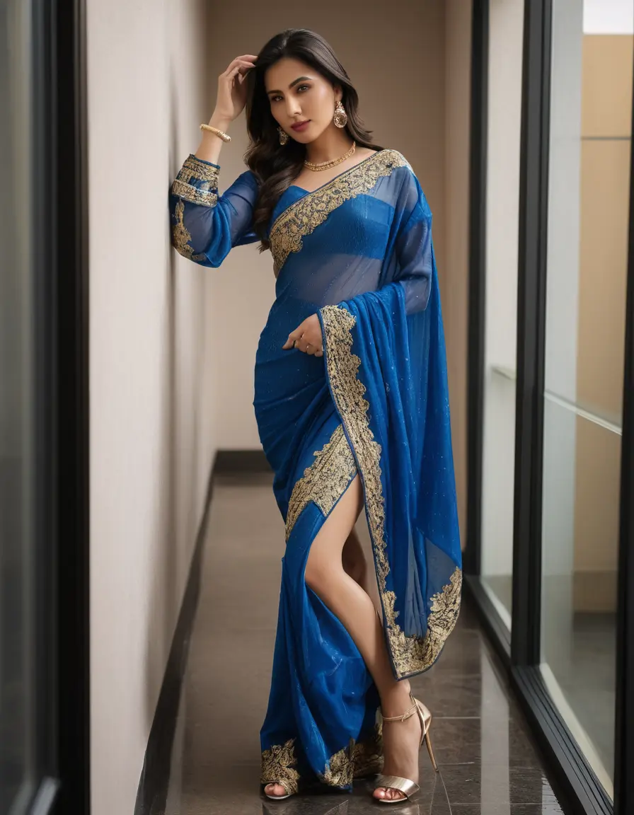 photo of young woman, in soaking wet, drenched clothes,
Stilletto heels, Half Saree,    Saree skin tight , full sleeve, Luxury pent house, womens , spreading legs , 
enjoying, wet clothes stuck to body,
detailed textures of the wet clothes, wet face, wet plastered hair,
wet, drenched, professional, high-quality details, full body view.
sharp focus, ultra-high pixel detail, realistic, high-quality, full colors, incredibly detailed, 4k, 8k, 16k, hyper-realistic, RAW photo, masterpiece, ultra-detailed, professionally color graded, professional photograph, Long Straight open  wavy hairstyle , ,  wrist watch, 