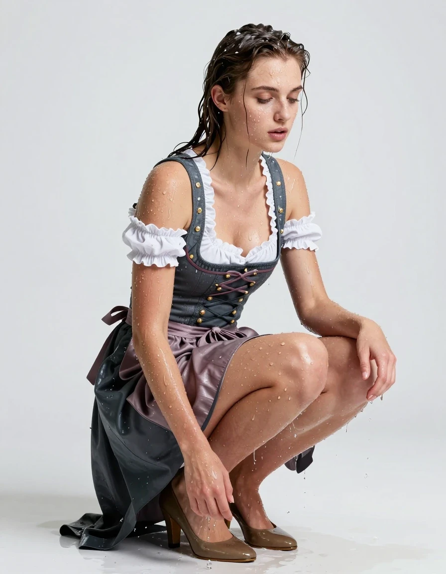 photo of young woman, in soaking wet, drenched clothes,
heels, long skirt, dirndl, bath, 
enjoying, wet clothes stuck to body,
detailed textures of the wet clothes, wet face, wet plastered hair,
wet, drenched, professional, high-quality details, full body view.
sharp focus, ultra-high pixel detail, realistic, high-quality, full colors, incredibly detailed, 4k, 8k, 16k, hyper-realistic, RAW photo, masterpiece, ultra-detailed, professionally color graded, professional photograph, wet skin, wet clothes, damp fabric