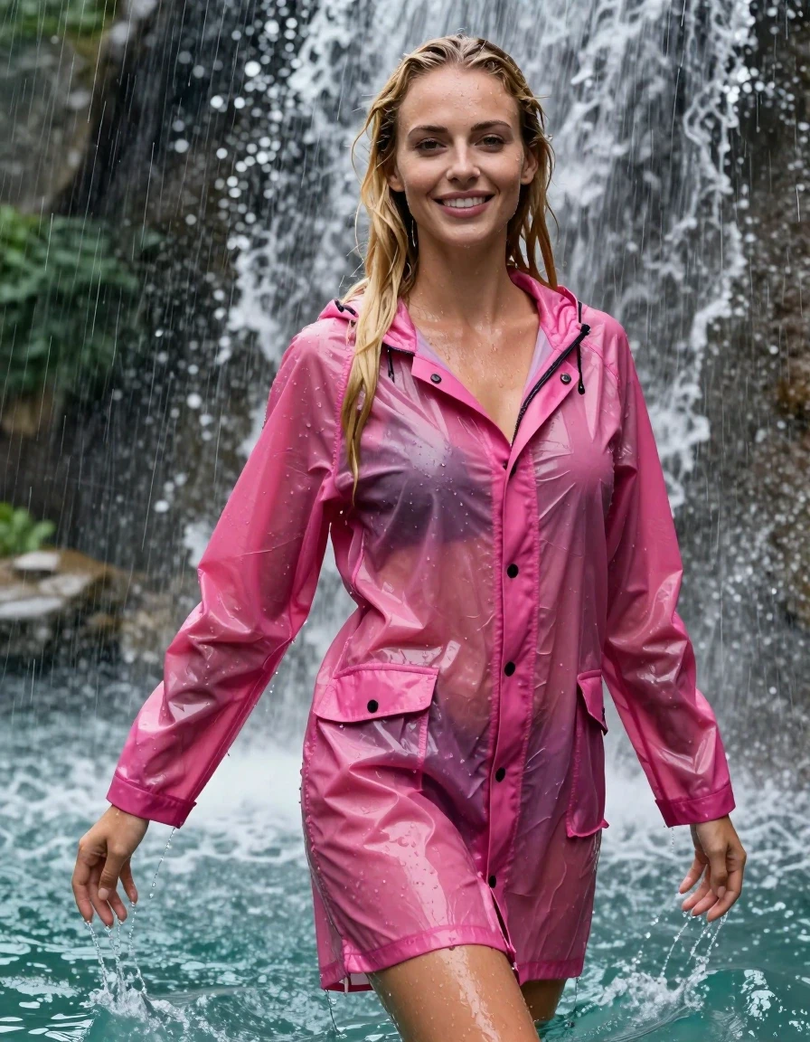photo of young woman, in soaking wet, drenched clothes,
No underwear , Magenta nearly see through raincoat soaking wet,  no bra, Standing in the pool waterfall in the pouring rain , 
enjoying, wet clothes stuck to body,
detailed textures of the wet clothes, wet face, wet plastered hair,
wet, drenched, professional, high-quality details, full body view.
sharp focus, ultra-high pixel detail, realistic, high-quality, full colors, incredibly detailed, 4k, 8k, 16k, hyper-realistic, RAW photo, masterpiece, ultra-detailed, professionally color graded, professional photograph, photo of young woman, in soaking wet, drenched magenta rainjacket ,, dripping wet, shiny, completely soaked, , clinging to her  body  with no bra worn, shower on her , deep water, arms to the side, in a waterfall, enjoying, wet clothes stuck to body, detailed textures of the wet clothes, wet face, wet plastered hair, wet, drenched, professional, high-quality details, full body view. sharp focus, ultra-high pixel detail, realistic, high-quality, full colors, incredibly detailed, 4k, 8k, 16k, hyper-realistic, RAW photo, masterpiece, ultra-detailed, professionally color graded, professional photograph, blond, very long hair soaking wet, smiling, looking to the camera, completely soaked, drenched, dripping wet, wet skin, wet hair, wet clothes, damp fabric, wet skin, drenched fabric, wet clothes, wet skin, wet clothes, damp fabric, wet skin, wet clothes, damp fabric, wet skin, wet clothes, drenched fabric, wet skin, wet clothes, damp fabric, wet skin, wet clothes, damp fabric, wet skin, wet clothes, damp fabric, wet skin, wet clothes, damp fabric, wet skin, wet clothes, damp fabric