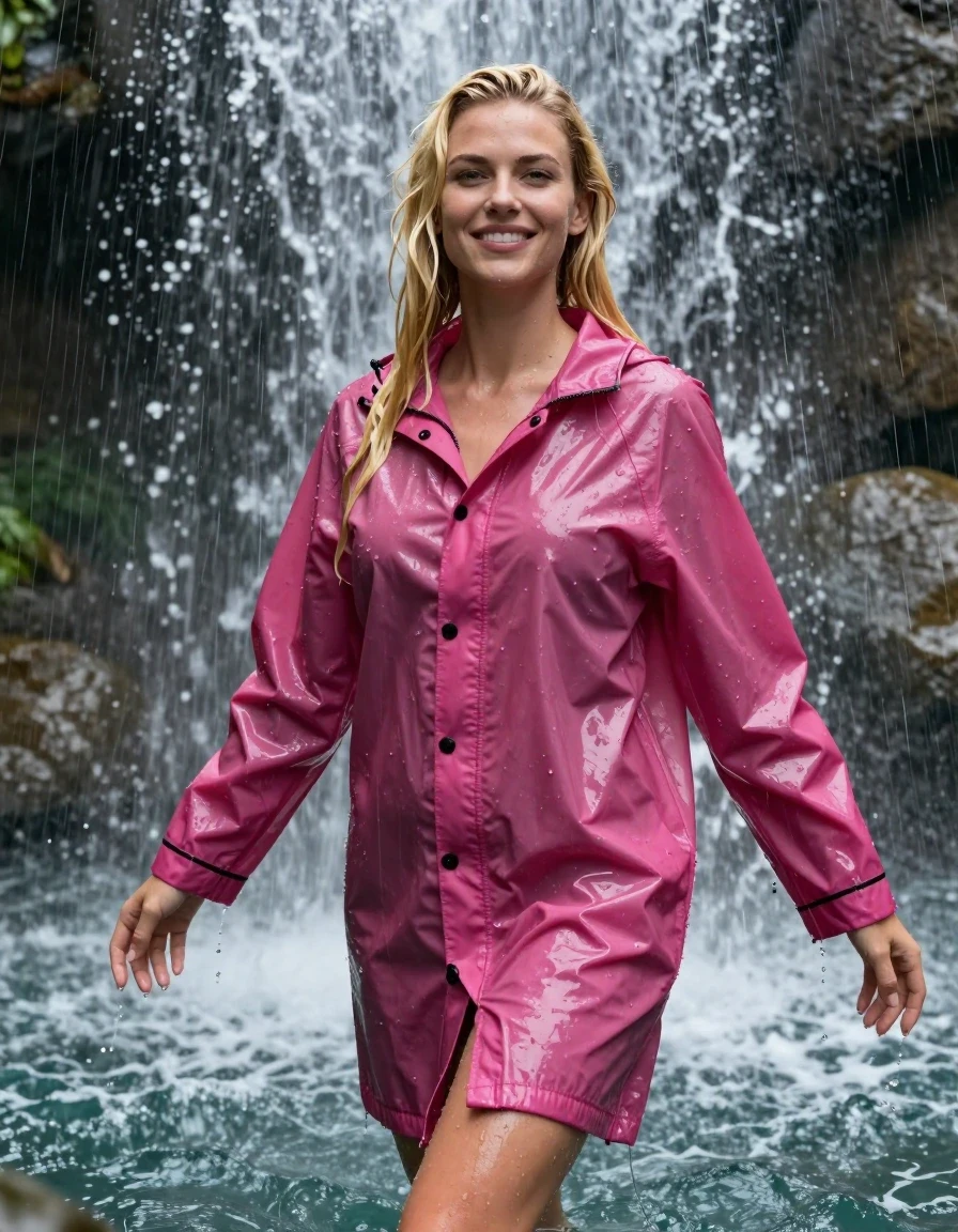 photo of young woman, in soaking wet, drenched clothes,
No underwear , Magenta nearly see through raincoat soaking wet,  no bra, Standing in the pool waterfall in the pouring rain , 
enjoying, wet clothes stuck to body,
detailed textures of the wet clothes, wet face, wet plastered hair,
wet, drenched, professional, high-quality details, full body view.
sharp focus, ultra-high pixel detail, realistic, high-quality, full colors, incredibly detailed, 4k, 8k, 16k, hyper-realistic, RAW photo, masterpiece, ultra-detailed, professionally color graded, professional photograph, photo of young woman, in soaking wet, drenched magenta rainjacket ,, dripping wet, shiny, completely soaked, , clinging to her  body  with no bra worn, shower on her , deep water, arms to the side, in a waterfall, enjoying, wet clothes stuck to body, detailed textures of the wet clothes, wet face, wet plastered hair, wet, drenched, professional, high-quality details, full body view. sharp focus, ultra-high pixel detail, realistic, high-quality, full colors, incredibly detailed, 4k, 8k, 16k, hyper-realistic, RAW photo, masterpiece, ultra-detailed, professionally color graded, professional photograph, blond, very long hair soaking wet, smiling, looking to the camera, completely soaked, drenched, dripping wet, wet skin, wet hair, wet clothes, damp fabric, wet skin, drenched fabric, wet clothes, wet skin, wet clothes, damp fabric, wet skin, wet clothes, damp fabric, wet skin, wet clothes, drenched fabric, wet skin, wet clothes, damp fabric, wet skin, wet clothes, damp fabric, wet skin, wet clothes, damp fabric, wet skin, wet clothes, damp fabric, wet skin, wet clothes, damp fabric