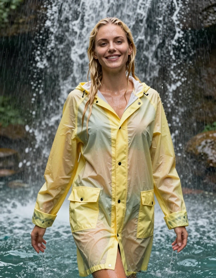 photo of young woman, in soaking wet, drenched clothes,
No underwear , Light yellow raincoat soaking wet,  no bra, Standing in the pool waterfall in the pouring rain , 
enjoying, wet clothes stuck to body,
detailed textures of the wet clothes, wet face, wet plastered hair,
wet, drenched, professional, high-quality details, full body view.
sharp focus, ultra-high pixel detail, realistic, high-quality, full colors, incredibly detailed, 4k, 8k, 16k, hyper-realistic, RAW photo, masterpiece, ultra-detailed, professionally color graded, professional photograph, photo of young woman, in soaking wet, drenched light yellow rainjacket ,, dripping wet, shiny, completely soaked, , clinging to her  body  with no bra worn, shower on her , deep water, arms to the side, in a waterfall, enjoying, wet clothes stuck to body, detailed textures of the wet clothes, wet face, wet plastered hair, wet, drenched, professional, high-quality details, full body view. sharp focus, ultra-high pixel detail, realistic, high-quality, full colors, incredibly detailed, 4k, 8k, 16k, hyper-realistic, RAW photo, masterpiece, ultra-detailed, professionally color graded, professional photograph, blond, very long hair soaking wet, smiling, looking to the camera, completely soaked, drenched, dripping wet, wet skin, wet hair, wet clothes, damp fabric, wet skin, drenched fabric, wet clothes, wet skin, wet clothes, damp fabric, wet skin, wet clothes, damp fabric, wet skin, wet clothes, drenched fabric, wet skin, wet clothes, damp fabric, wet skin, wet clothes, damp fabric, wet skin, wet clothes, damp fabric, wet skin, wet clothes, damp fabric